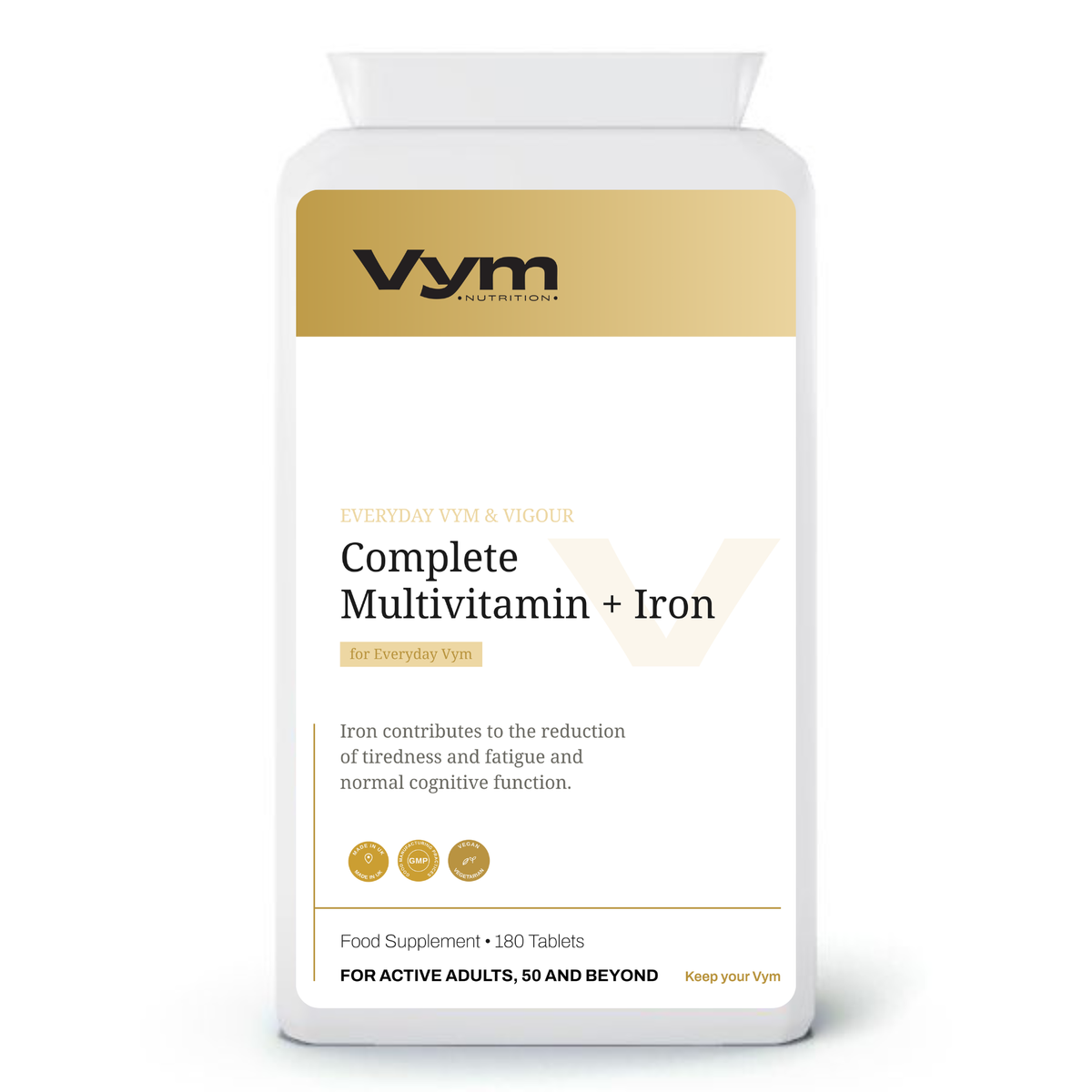 Vym Complete Multivitamin plus Iron tablets, 180-count