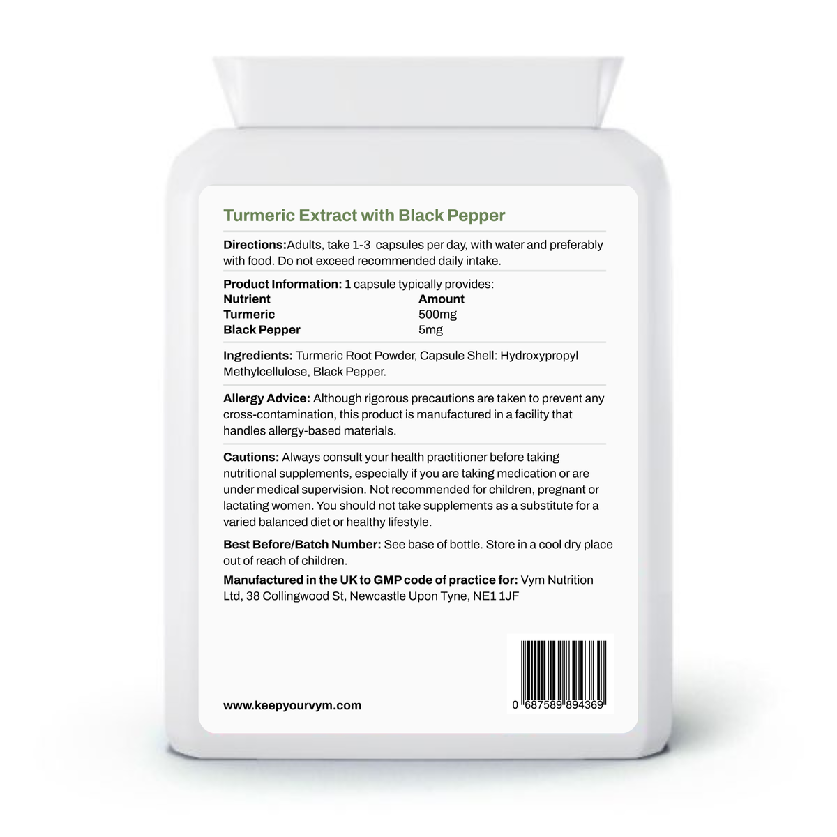 Turmeric 500mg Extract with Black Pepper