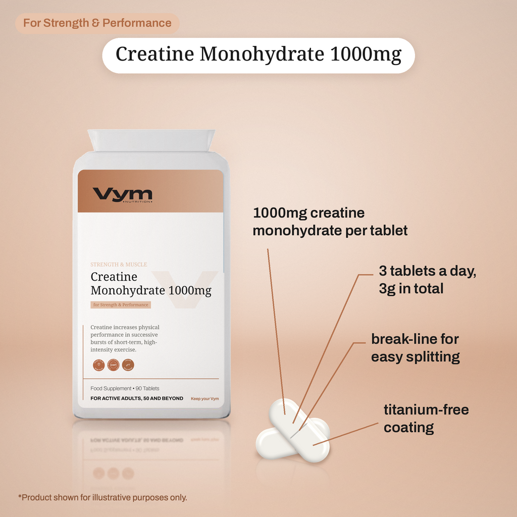 Vym Creatine Monohydrate 1000mg key facts