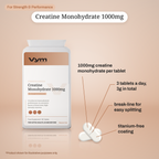 Vym Creatine Monohydrate 1000mg key facts